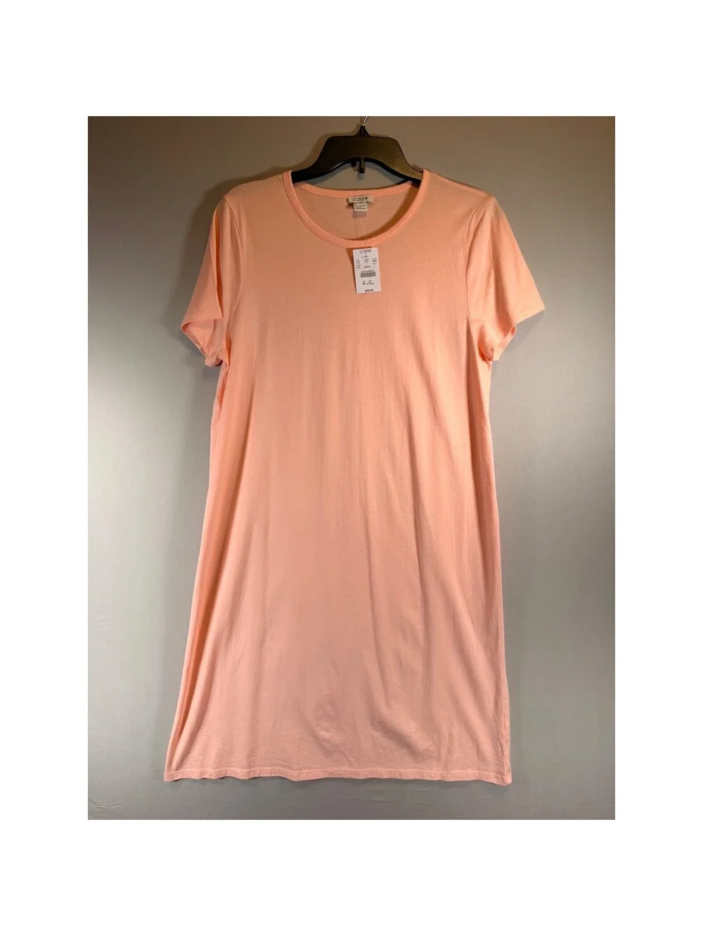 J.Crew Womens Peach Cotton Short Sleeve T-Shirt Shift Dress Size L NWT
